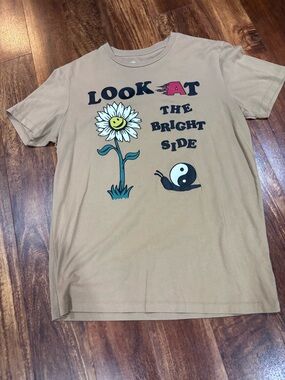 Look At The Bright Side Kids Graphic Tee - Tan